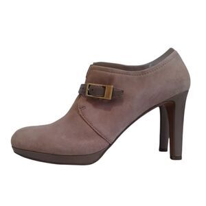 Franco Sarto Serene Tan Leather Suede Stiletto Heel Ankle Booties Women's Size 8